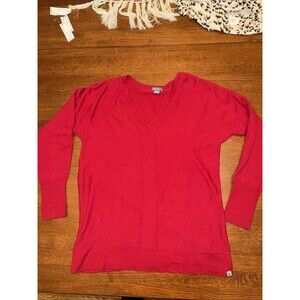 Eddie Bauer Women's Small S V-Neck Red Pull-Over Sweater